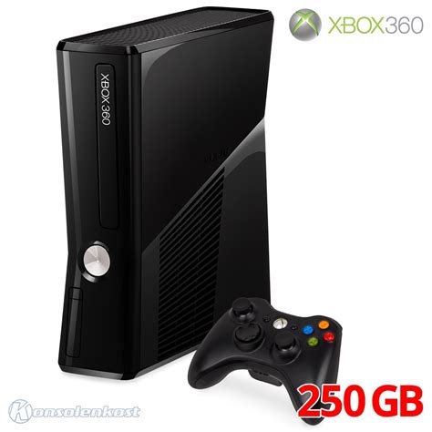 Xbox 360 Console Slim 250gb Glossy Black Official Gamepad