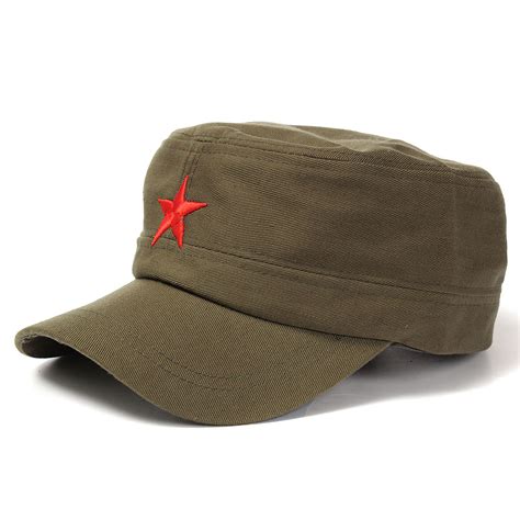 Unisex Red Star Cotton Army Cadet Military Cap Adjustable Hat