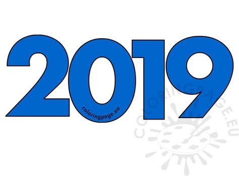 Taking time to review the year with … 2019 blue isolated on white background - Coloring Page