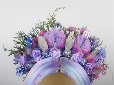 Purple Mermaid Crown Mermaid Headband Mermaid Headdress Shell Crown