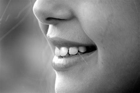Black And White Close Up Face Happy Mouth Nose Person Smile
