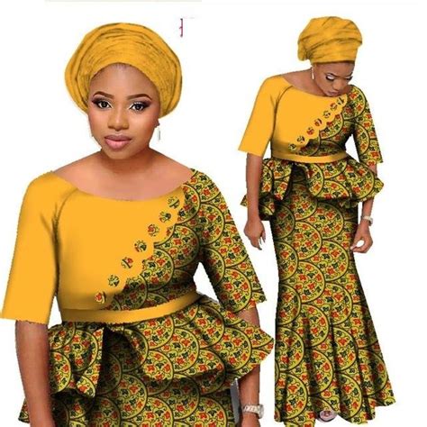 african two piece set women mermaid style half sleeve crop tops and long x11028 traditional