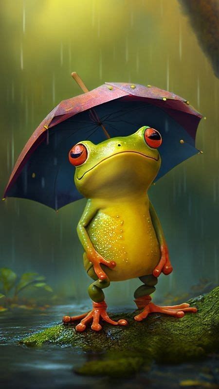 grenouille avec un parapluie