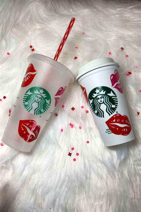 Valentines Day Kisses Starbucks Reusable Cups In 2020 Valentine Day