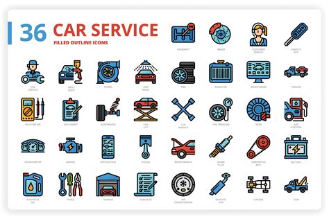 36 Car Service Icons X 3 Styles Solid Icons Creative Market