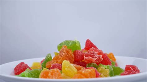 Candied Fruit Mix Rotates On Plate On White Stock Footage Sbv 319058168