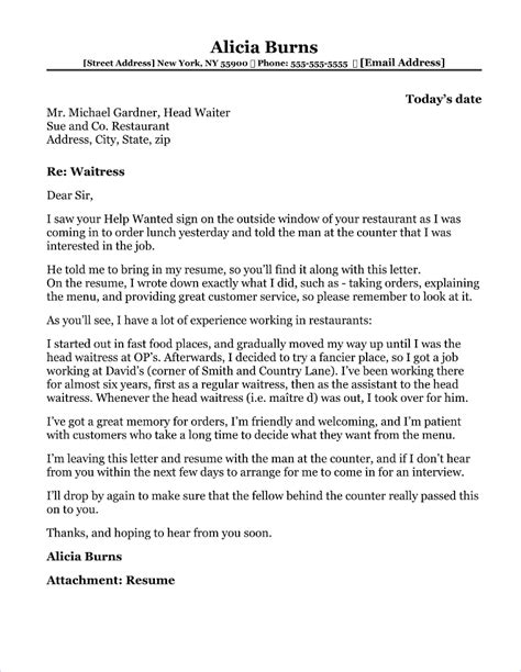 restaurant manager cover letter sample