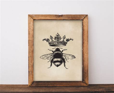 Bee Decor French Country Decor Queen Bee Vintage Wall Art Etsy