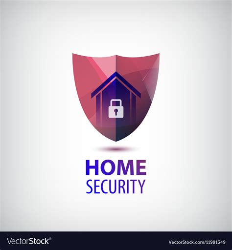 Home Security Logo 3d Red Shield With Royalty Free Vector