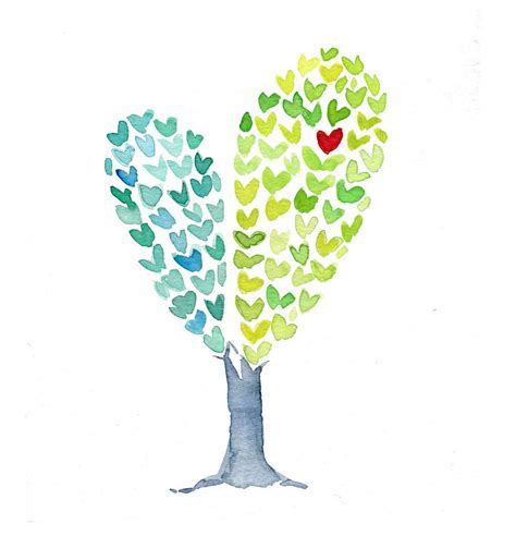Heart Tree Print Of An Original Watercolor Painting Love