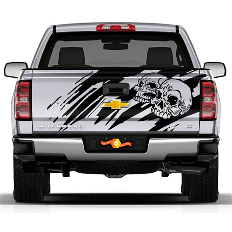 Tailgate Skull Distressed Grunge Design Hood Door Car Bed Pickup