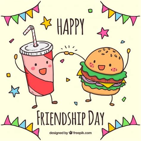 Download Friendship Day Background With Burger And Drink For Free