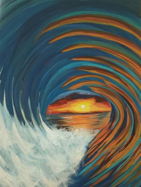 Original Sunset Wave Painting Ocean Art Painting Wave Painting Wave Art