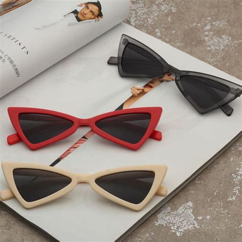 women sunglasses fashion retro triangle plastic frame small cat eye eyewear lfs cateye