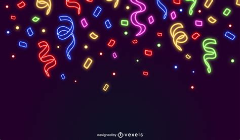 Confetti Party Neon Background Design Vector Download