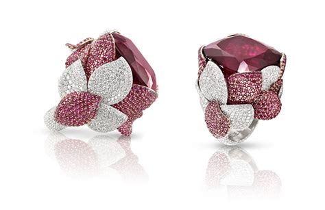 Pasquale Bruni Vento Atelier Collection Ring In White Gold Rubellites Rubies And Diamonds