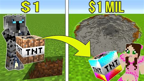 Minecraft 1 Dollar Tnt Vs 1000000 Dollar Rainbow Tnt Crafting