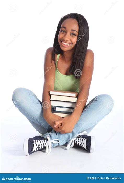African American Teenage School Girl With Books Royalty Free Stock