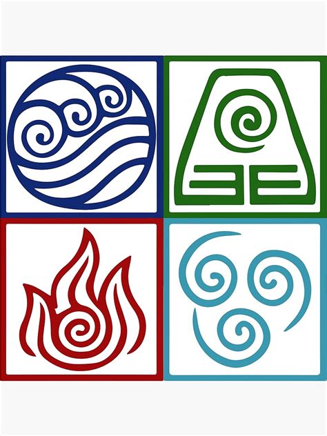 Poster Symbole Des Quatre éléments Avatar Par Daljo Redbubble