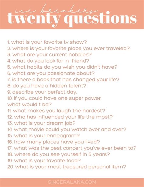 20 Ice Breaker Questions Fun Questions To Ask Getting To Know Someone Questions To Get To