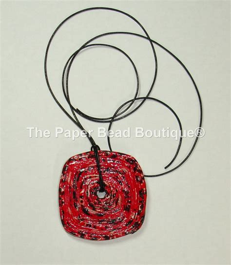 Hand Rolled Coiled Paper Pendant Jewelry Square Paisley Red Etsy