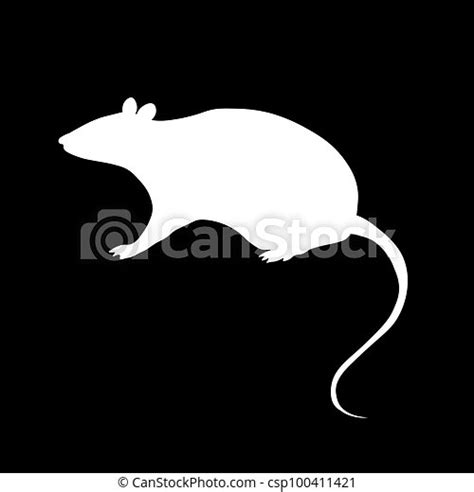 World Rat Day Flat Vector Stock Illustration White Rat On The Black