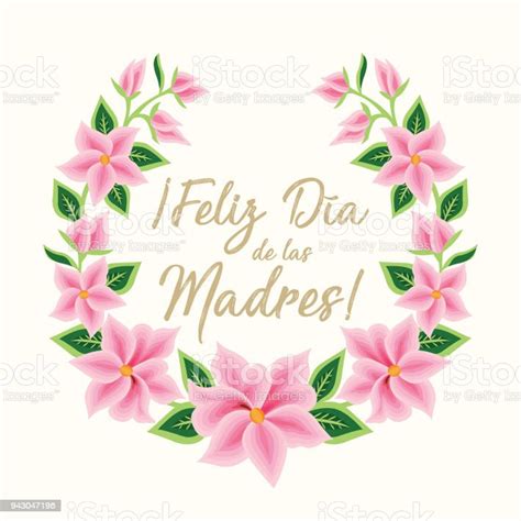 Feliz Día De Las Madres Floral Greeting Card Copy Space Stock