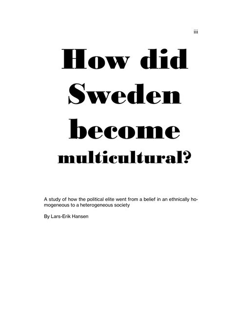 Pdf How Did Sweden Become Multicultural A Study Of How The