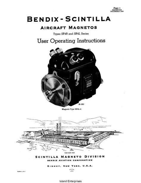 Bendix Scintilla Sf4r And Sf4l Series Magnetos Operating Instructions And