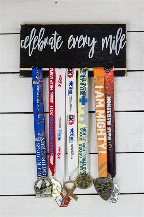 Celebrate Every Mile Wall Mounted Race Medal Display Etsy Race