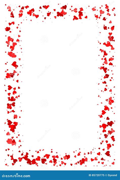 Abstract Rectangle Frame Made Of Red Hearts Isolated On White