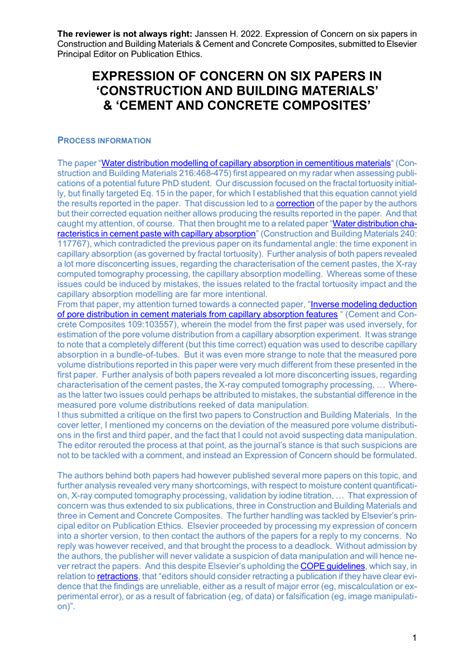 Pdf 2022 Expression Of Concern On Six Papers In Construction And