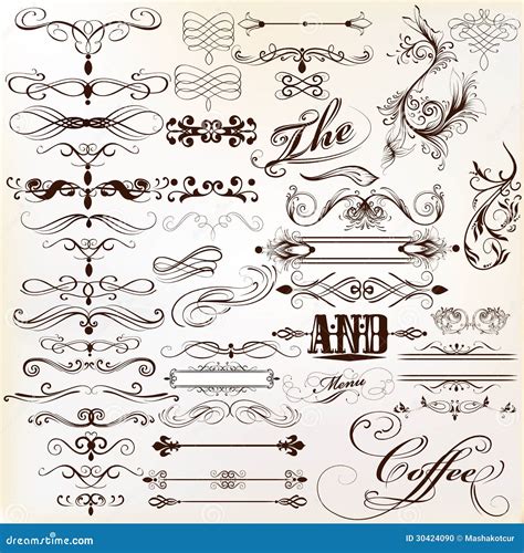 Calligraphic Vector Vintage Design Elements And Page Decorations Stock