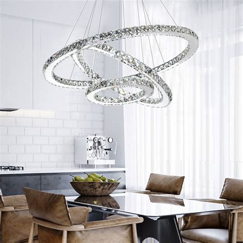 Contemporary Ring Crystal Chandelier Led Pendant Light For Dining Room
