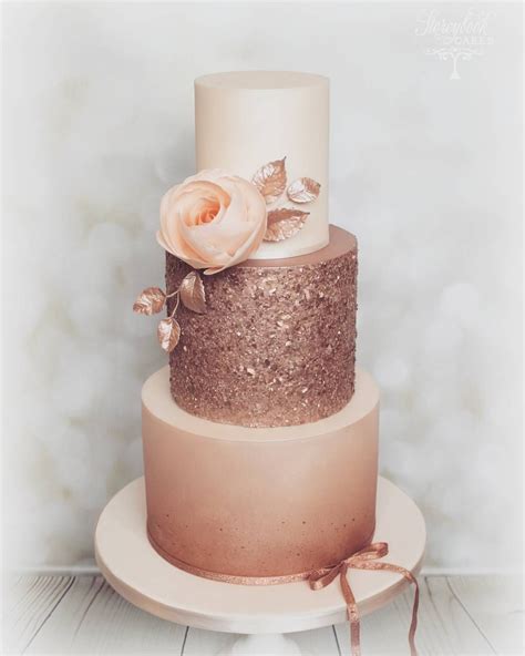 Stunning Rose Gold Glitter Wedding Cakes Ideas For Rose Gold