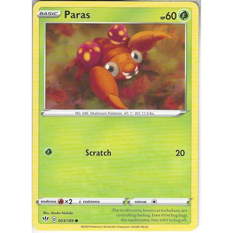 Pokemon Trading Card Game 003189 Paras Common Card Swsh 03