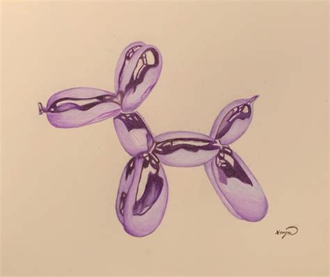 Made With Colored Pencils Art Dog Purple Balloon Dog Balloon