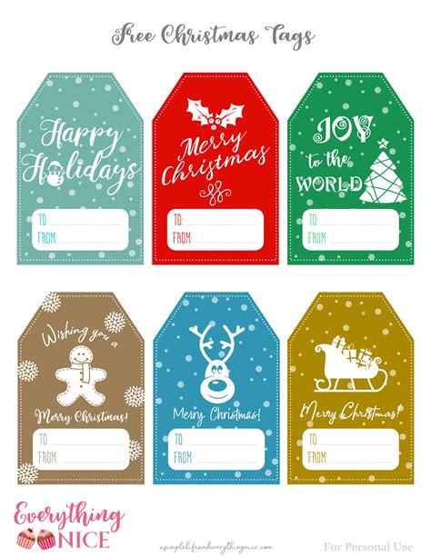 Christmas Free Printable Tags Calendar Printables