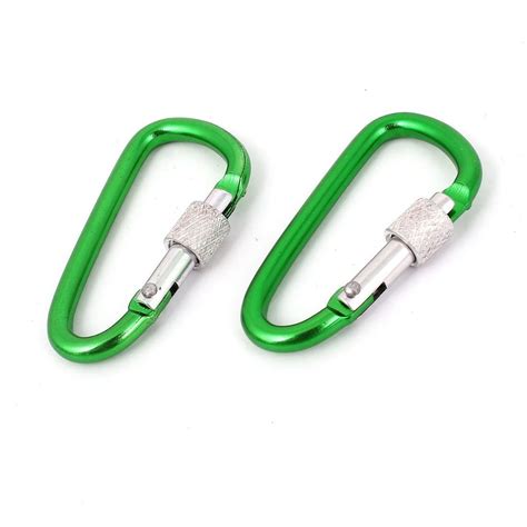 Camping Form D Screw Locking Carabiner Key Chain 2 Pieces