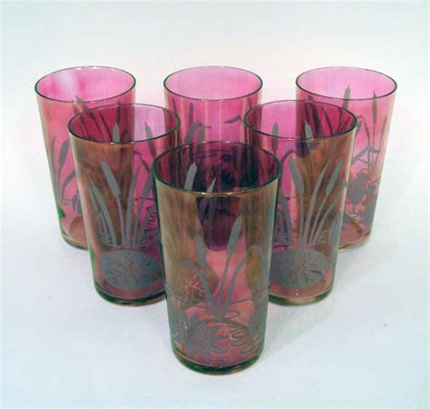 Set Of 6 Vintage Cranberry Glasses At 1stdibs