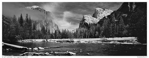 Panoramic Black And White Picturephoto Yosemite Valley In Winter