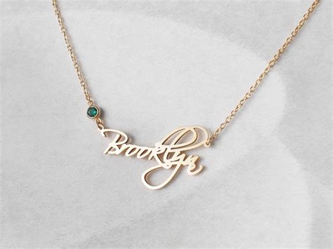 Custom Name Necklace With Birthstone Personalized Name Etsy Uk