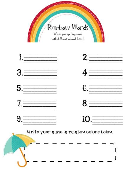 Rainbow Wordspdf Rainbow Words Rainbow Writing Teaching Freebies