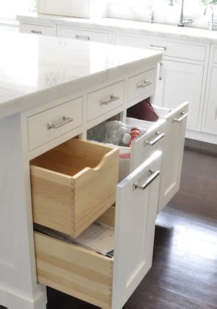 A hanging organizer in an open space for rolling pins and paper towels. Piano into kitchen island- designing drawers and storage ...