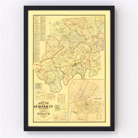 Vintage Map of Sumner County, Tennessee 1878 by Ted's Vintage Art