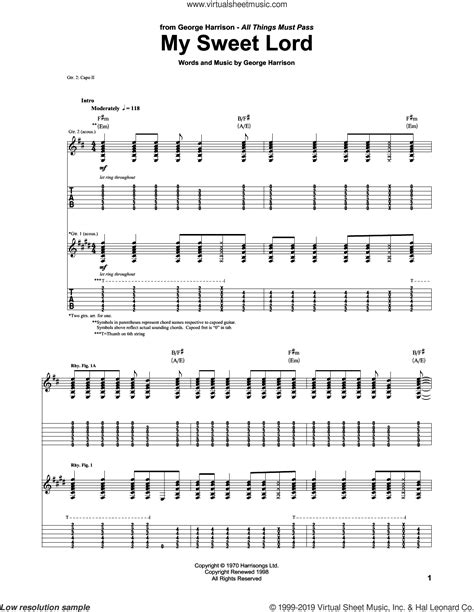 My Sweet Lord Sheet Music For Guitar Tablature Pdf