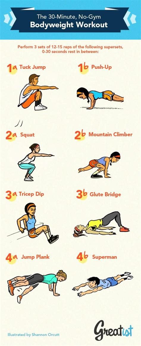 5 Workout Infographics For Home Exercise On Weekdays