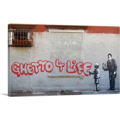 artcanvas ghetto 4 life by banksy canvas art print etsy