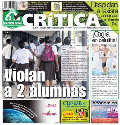 Periódico La Crítica Libre Panamá Periódicos De Panamá Edición De