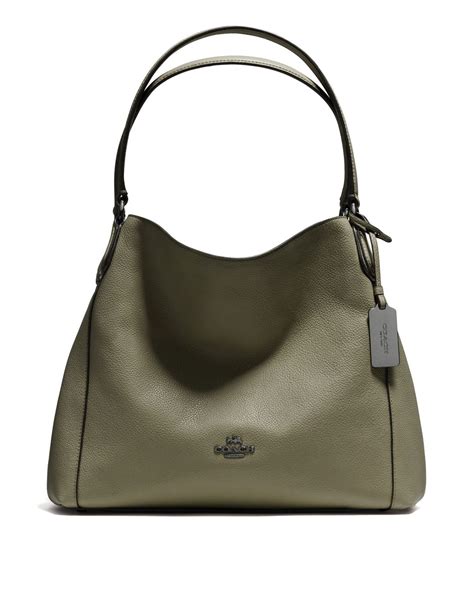 Coach Edie Pebbled Leather Shoulder Bag In Green Lyst